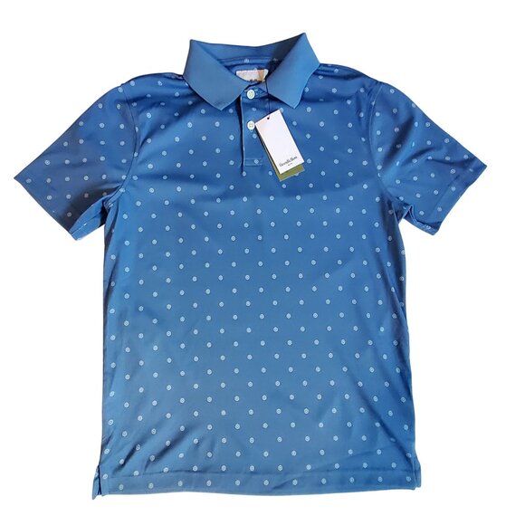 Mens Blue Polka Dot Polo Shirt M Standard Fit By Goodfellow & Co  button closure - Picture 1 of 8